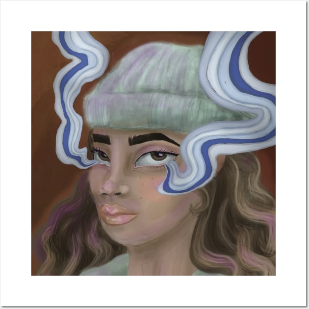 Smokey Girl in Beanie Wall Art by Ethereal Designs